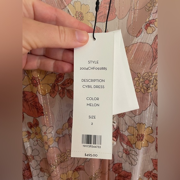 NWT VERONICA BEARD Cybil Mini Dress Silk Melon Pink Floral Long Sleeve Size 2 - Picture 8 of 13
